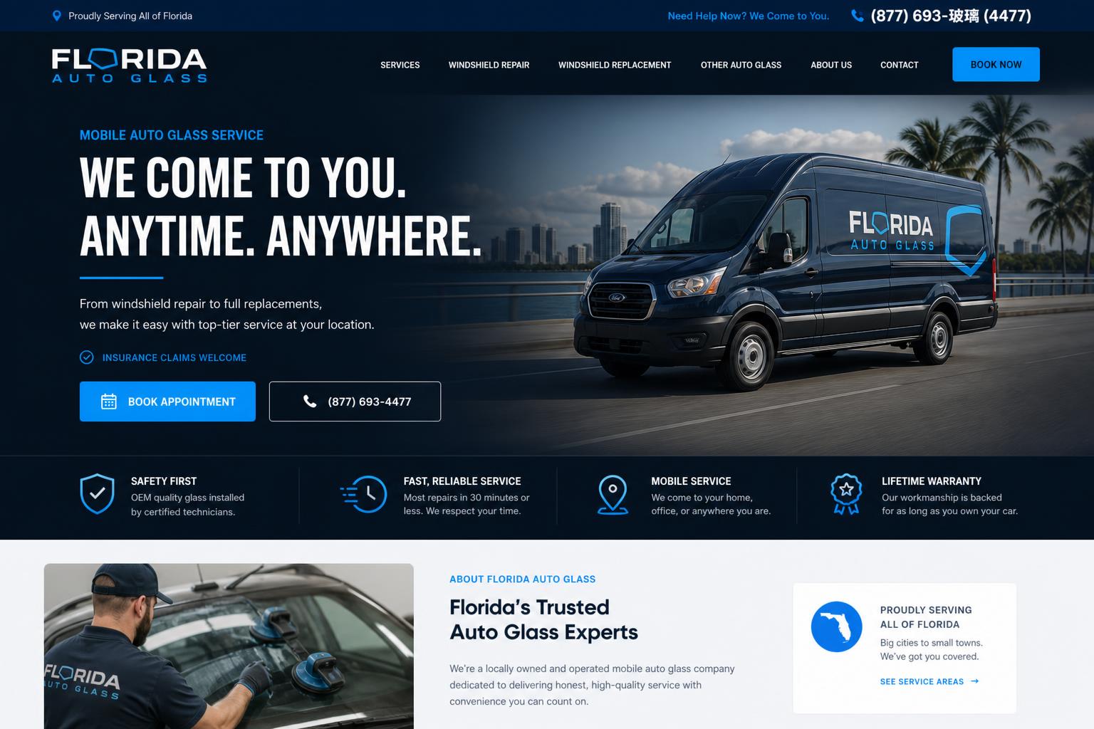Florida Auto Glass website design